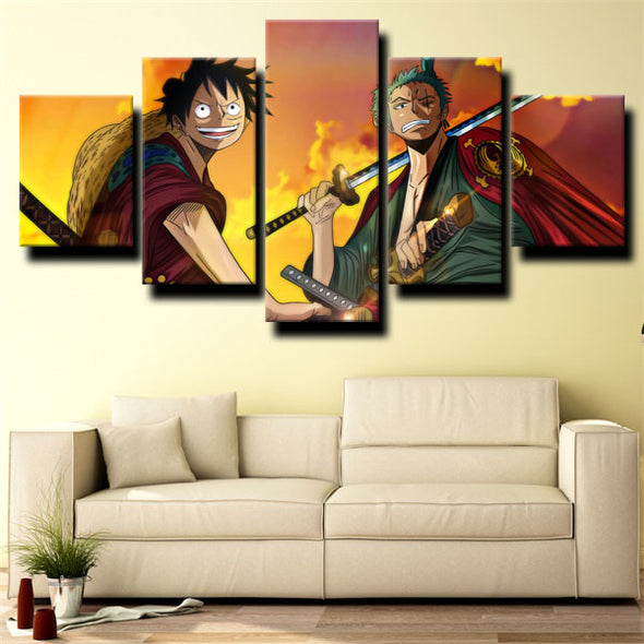 5 panel wall art canvas prints One Piece Monkey D. Luffy decor picture-1200 (2)