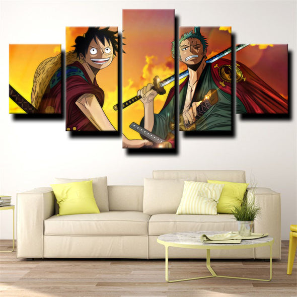 5 panel wall art canvas prints One Piece Monkey D. Luffy decor picture-1200 (3)