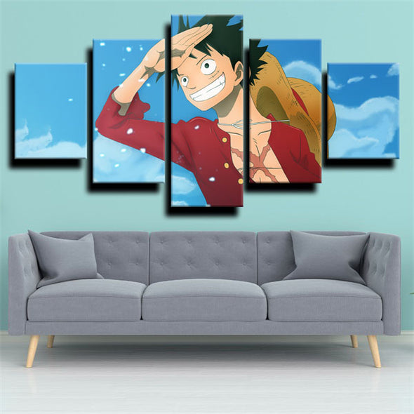 5 panel wall art canvas prints One Piece Monkey D. Luffy home decor-1200 (3)