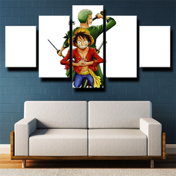 5 panel wall art canvas prints One Piece Monkey D. Luffy live room decor-1200 (2)