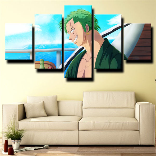 5 panel wall art canvas prints One Piece Roronoa Zoro live room decor-1200 (2)