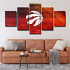 5 panel wall art canvas prints Raptors red city live room decor-1203 (2)