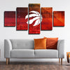 5 panel wall art canvas prints Raptors red city live room decor-1203 (3)