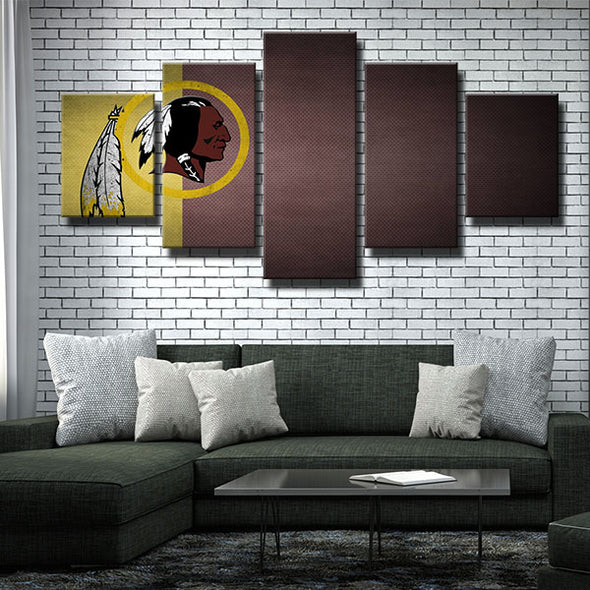 5 panel wall art canvas prints Redskins yellow and red decor picture-1204 (2)