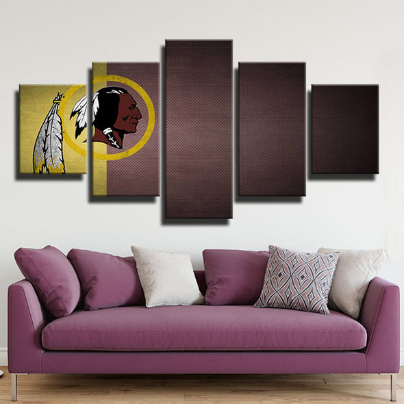 5 panel wall art canvas prints Redskins yellow and red decor picture-1204 (4)