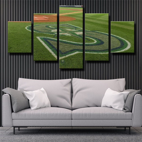 5 panel wall art canvas prints Seattle Mariners court  live room decor1268 (2)