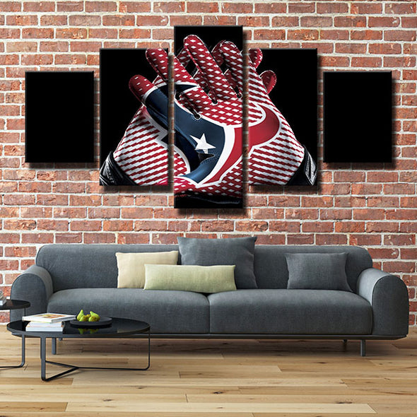 5 panel wall art canvas prints Texans Rugby gloves live room decor-1204(1)