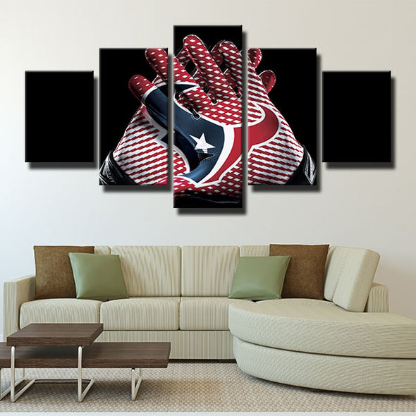 5 panel wall art canvas prints Texans Rugby gloves live room decor-1204(2)