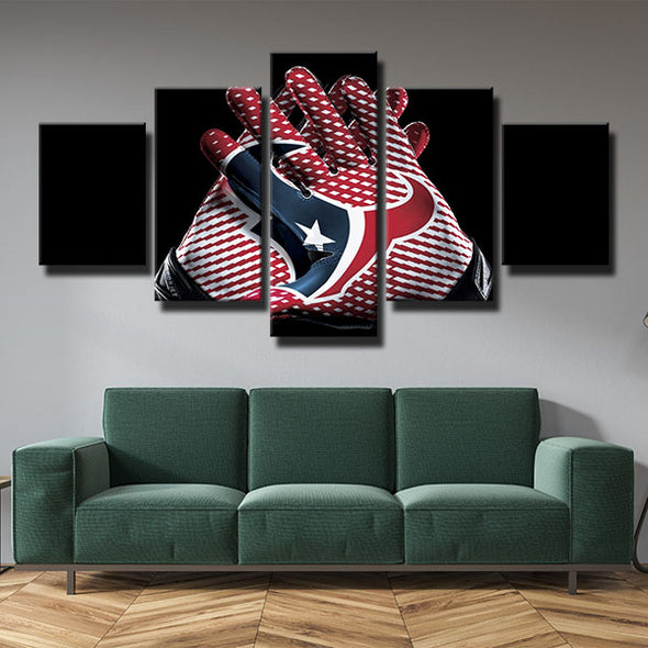 5 panel wall art canvas prints Texans Rugby gloves live room decor-1204(3)