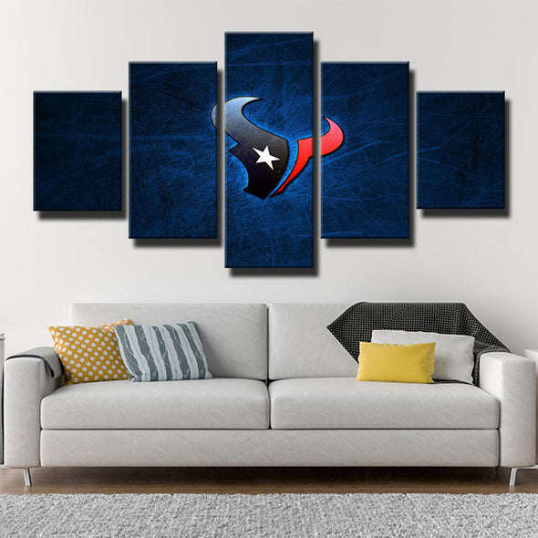 5 panel wall art canvas prints Texans Scratches logo live room decor-1203 (3)