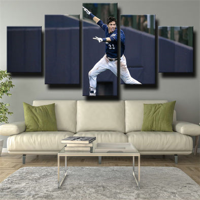 5 panel wall art canvas prints The Brew Crew Christian Yelich wall decor-1212 (1)