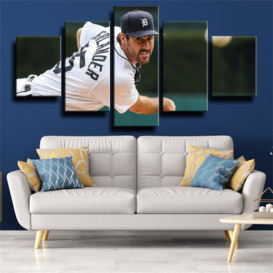 5 panel wall art canvas prints The Tiges Justin Verlander wall picture-1214 (1)