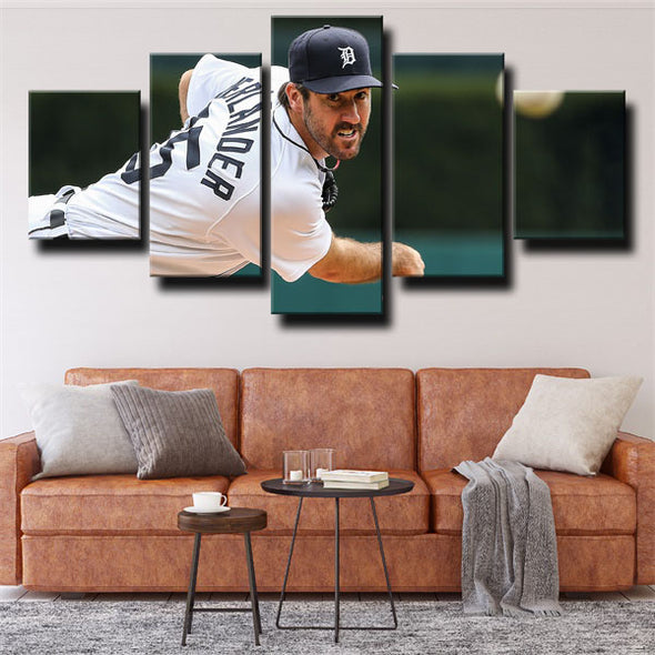 5 panel wall art canvas prints The Tiges Justin Verlander wall picture-1214 (2)