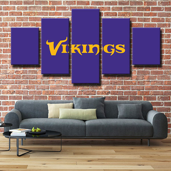 5 panel wall art canvas prints The Vikes purple name live room decor-1205 (1)