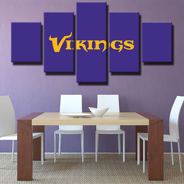 5 panel wall art canvas prints The Vikes purple name live room decor-1205 (2)