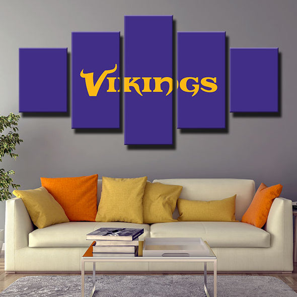 5 panel wall art canvas prints The Vikes purple name live room decor-1205 (4)