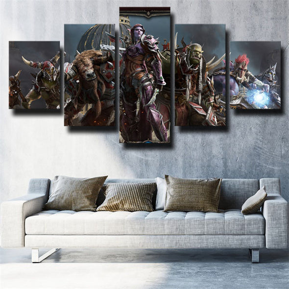 5 panel wall art canvas prints WOW Battle for Azeroth home decor-1202 (2)