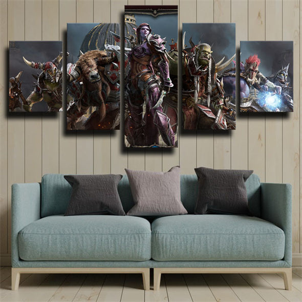5 panel wall art canvas prints WOW Battle for Azeroth home decor-1202 (3)