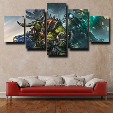 5 panel wall art canvas prints WOW Legion characters home decor-1202 (1)
