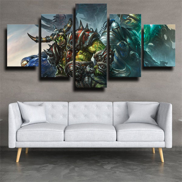 5 panel wall art canvas prints WOW Legion characters home decor-1202 (3)
