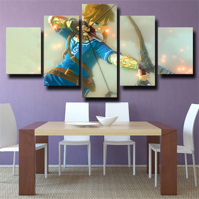 5 panel wall art canvas prints Zelda Link Archer live room decor-1613 (1)