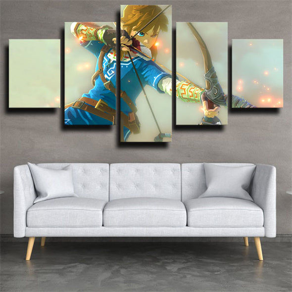 5 panel wall art canvas prints Zelda Link Archer live room decor-1613 (2)