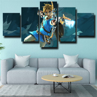 5 panel wall art canvas prints Zelda Link Archer wall picture-1614 (1)