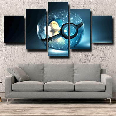 5 panel wall art canvas prints anime Pokemon Cyndaquil wall picture-1814 (1)