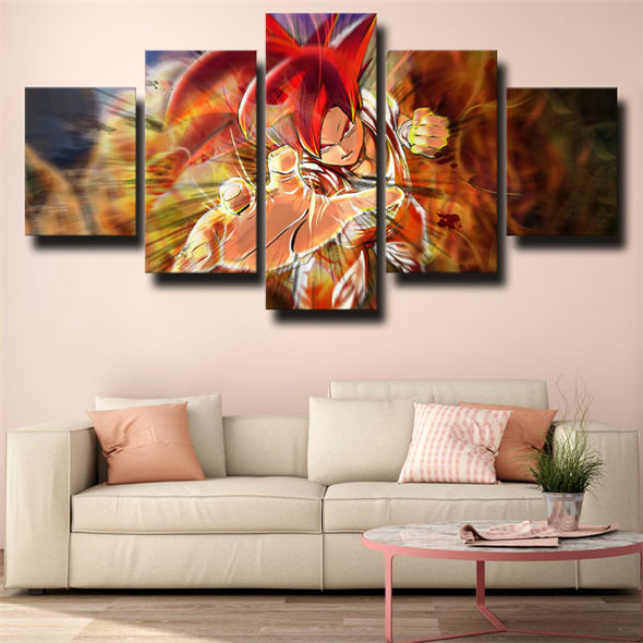 5 panel wall art canvas prints dragon ball Goku attacking wall decor-2043 (3)