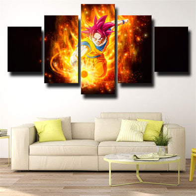 5 panel wall art canvas prints dragon ball Goku decor picture black-2046 (1)