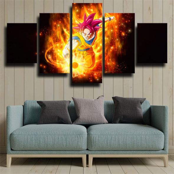 5 panel wall art canvas prints dragon ball Goku decor picture black-2046 (3)