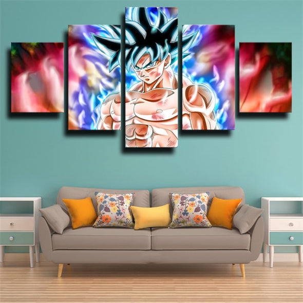 5 panel wall art canvas prints dragon ball Super Saiyan Goku wall decor-2044 (1)