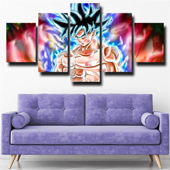 5 panel wall art canvas prints dragon ball Super Saiyan Goku wall decor-2044 (3)