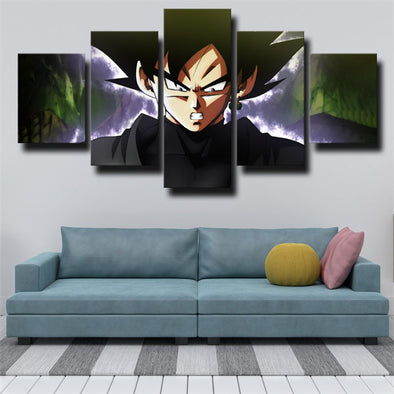5 panel wall art canvas prints dragon ball black Goku home decor-2059 (1)
