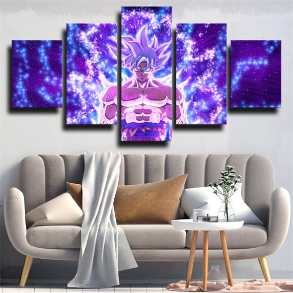 5 panel wall art canvas prints dragon ball purple Goku wall picture-2045 (2)