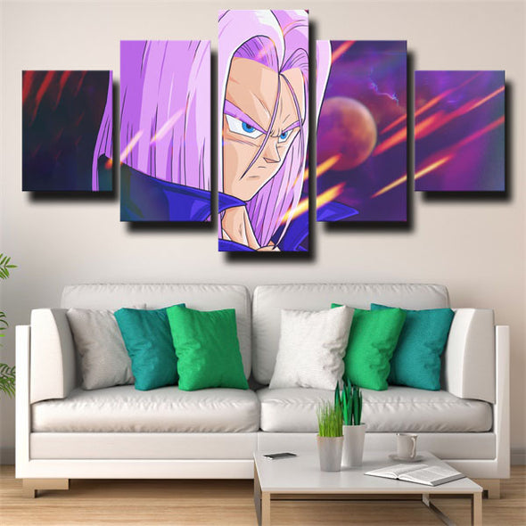 5 panel wall art canvas prints dragon ball purple Trunks home decor -1995 (2)