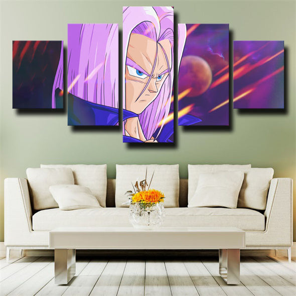 5 panel wall art canvas prints dragon ball purple Trunks home decor -1995 (3)