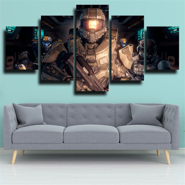 5 panel wall art canvas prints game Halo Master Chief wall decor-1512 (2)