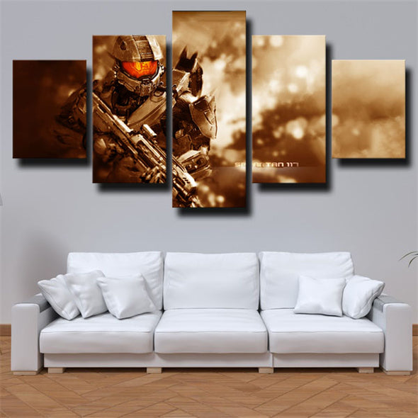 5 panel wall art canvas prints game Halo Master Chief wall picture-1514 (3)