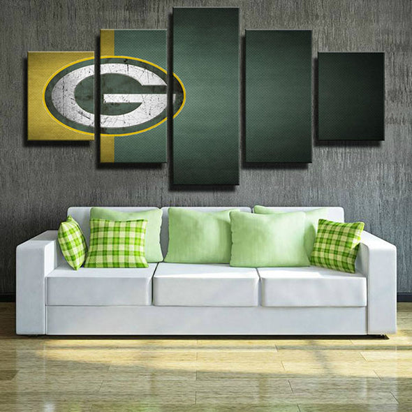 5 panel wall art canvas prints the Pack green logo decor picture-1211 (1)