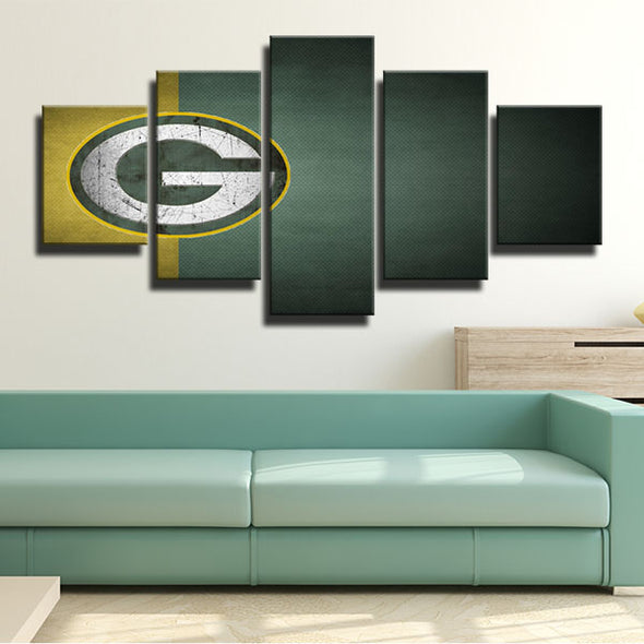 5 panel wall art canvas prints the Pack green logo decor picture-1211 (2)