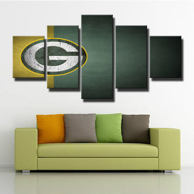 5 panel wall art canvas prints the Pack green logo decor picture-1211 (3)