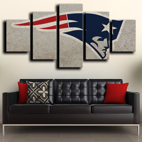 5 panel wall art custom Patriots logo badge gray home decor-1217 (3)