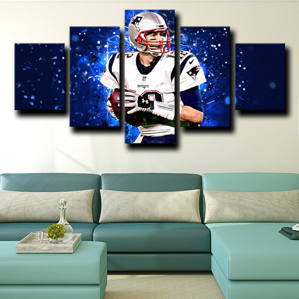5 panel wall art custom Prints Patriots Brady home decor-1232 (4)