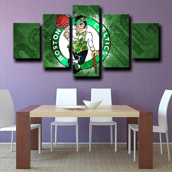 5 panel wall art custom prints Celtics logo badge decor picture-1212 (1)