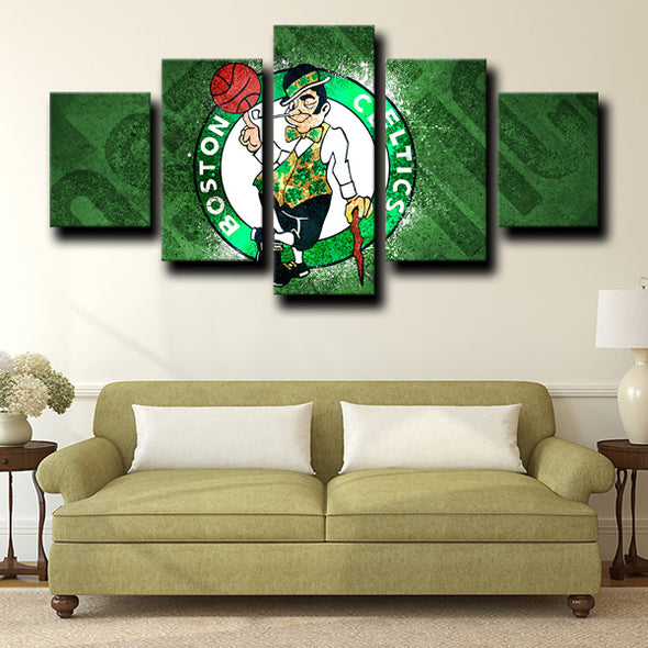 5 panel wall art custom prints Celtics logo badge decor picture-1212 (2)