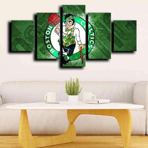 5 panel wall art custom prints Celtics logo badge decor picture-1212 (4)