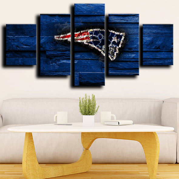 5 panel wall art custom prints Patriots Logo Blue decor picture-1228 (3)