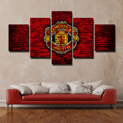5 panel wall art framed prints Man United red brick live room decor-1215 (1)