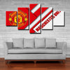 5 panel wall art framed prints Manchester Utd red and white home decor-1217 (1)